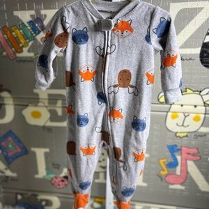 Child of Mine Gray Footie with Animal Print